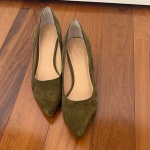 Franco Sarto Olive Green Suede Pointed Toe Pumps